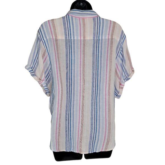 Splendid Striped button-down Linen Blend Blouse Camp shirt size Large - Picture 2 of 6